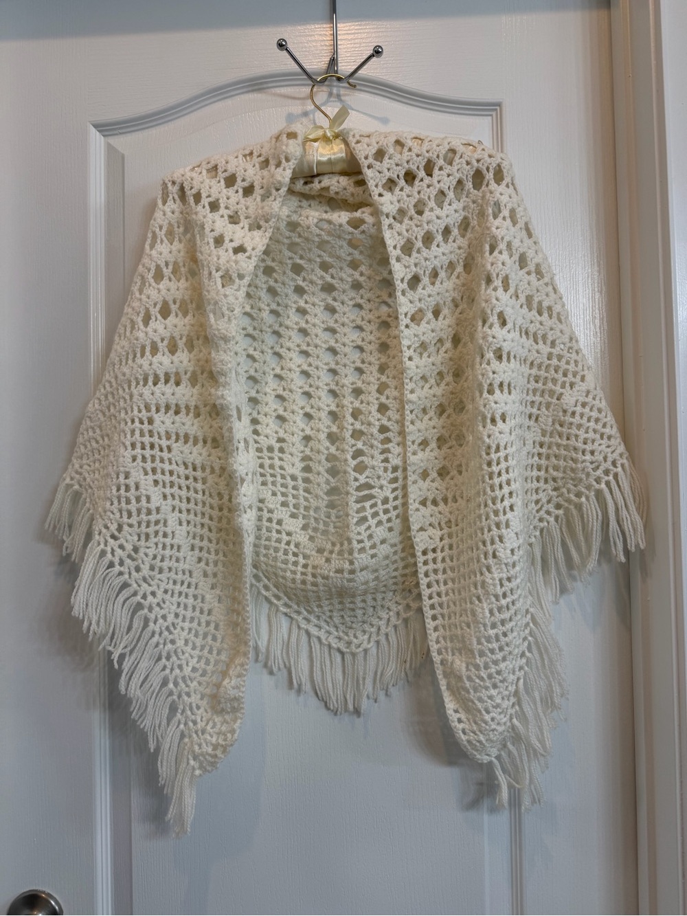 Vintage Crochet Fringe shawl